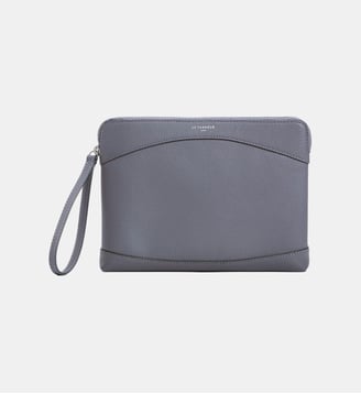 Pochette zippée en cuir grainé - Le Tanneur - Bleu