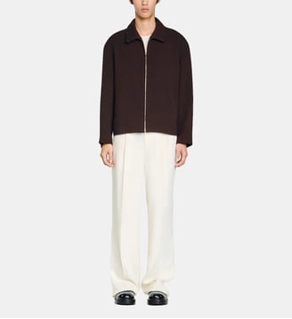 Blouson gaufré zippé col classique - Sandro - Chocolat