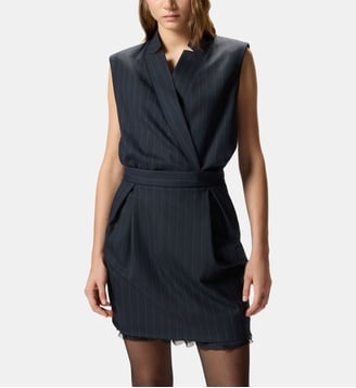 Robe courte sans manches en polylaine à rayures Pinko