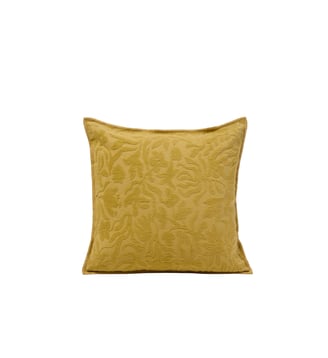 Housse De Coussin  Jacquard floral en chenille - Madura - Jaune indien