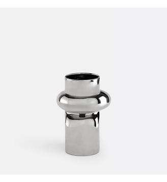 Vase en verre métallisé, hauteur 20 cm - La Redoute Interieurs - Chrome