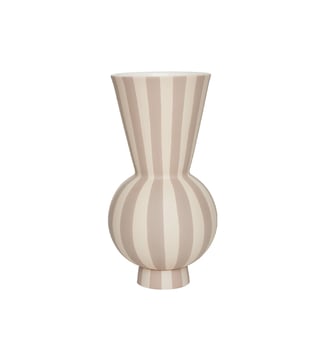 Vase en grès à rayures - OYOY - Beige