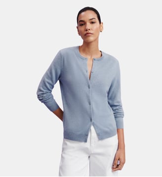 Cardigan droit en cachemire 2 fils - Bompard - Bleu glacier