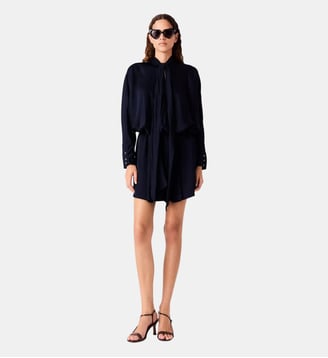Robe courte drapée en satin - Maje - Marine