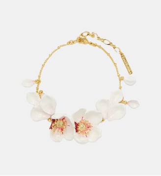 Bracelet fin fleurs blanches du japon et pétales - Les Néréides - Blanc