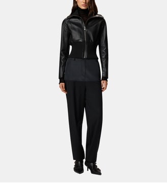 Blouson court en maille et cuir nappa - Pinko - Limousine noire