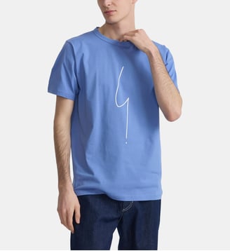 T-shirt brando manches courtes en coton avec "point d'ironie" - Agnès b. - Bleu leïla