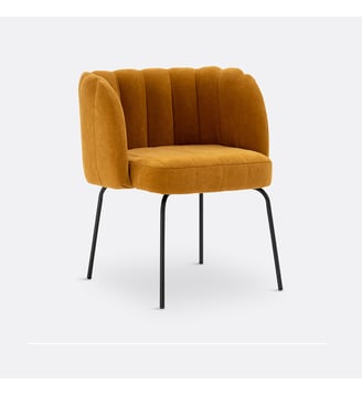 Fauteuil de table velours - La Redoute Interieurs - Ocre doré