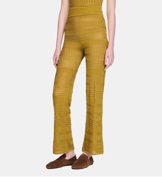 Pantalon en maille pointelle - Sandro - Olive