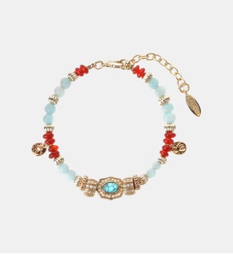 Bracelet de perles avec pampilles réglable BANU - Hipanema - Bleu turquoise