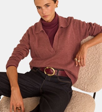 Pull Manches Longues En Laine Et Yack Mélangés Andy - Maison 123 - Violine