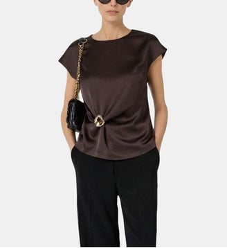 Top drapé à bijou doré - CLAUDIE - Gerard Darel - Cinnamon