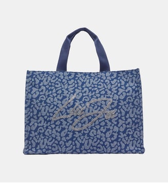 Fourre-tout grand format en denim animalier - Liu Jo - Denim bleu foncé
