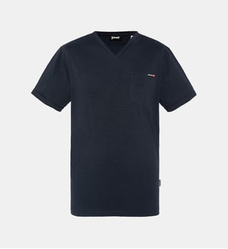 T-shirt col V effet flammé - Schott - Bleu marine