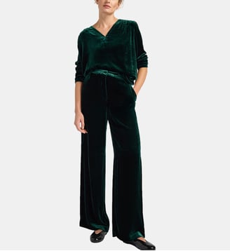 Pantalon oliver en velours lisse - Momonì - Vert