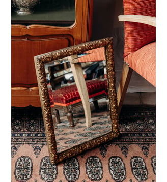 Miroir biseauté doré Igor N°858- Produit chiné - Debongout - Transparent