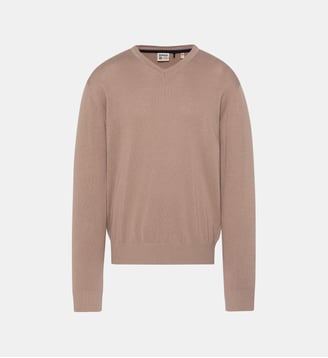 Pull léger col V - Schott - Beige clair