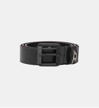 Ceinture 3.5 cm en cuir brillant avec boucle à logo - Diesel - Noir