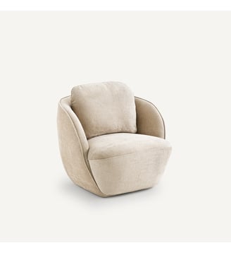Fauteuil boule tissu velours - AM.PM - Beige shiitake