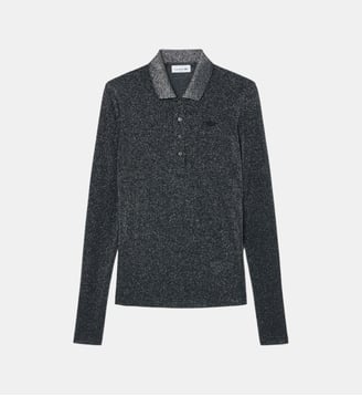 Polo manches longues jersey brillant slim fit - Lacoste - Blanc