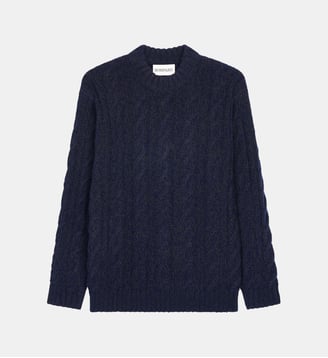 Pull col rond à torsades - Bompard - Marine et charbon