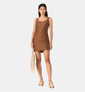 Robe courte en lin mélangé - Maje - Marron