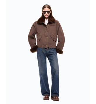Caban en coton avec détails en fourrure synthétique - Pinko - Marron