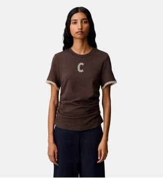 T-Shirt manches courtes drapées - Claudie Pierlot - Marron