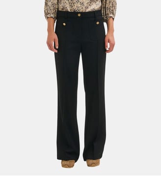 Pantalon 7/8 à boutons dorés - MERI - Pablo - Noir