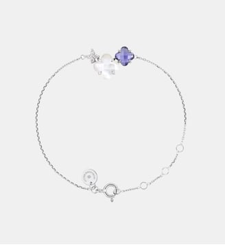 Bracelet, iolite, diamants, nacre blanche, or blanc - Morganne Bello - Or blanc