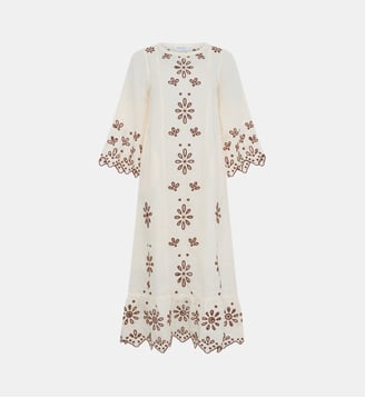 Robe en lin à broderies ajourées - ANTONIA - Gerard Darel - Naturel