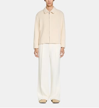 Blouson effet tricot col classique - Sandro - Écru