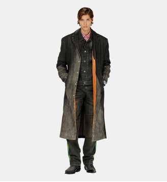 Manteau long en denim effet usé - Diesel - Noir