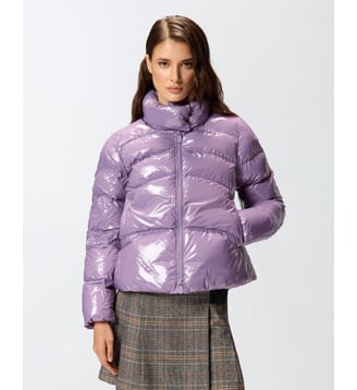 Doudoune caban en nylon cristal - Pinko - Violet craie