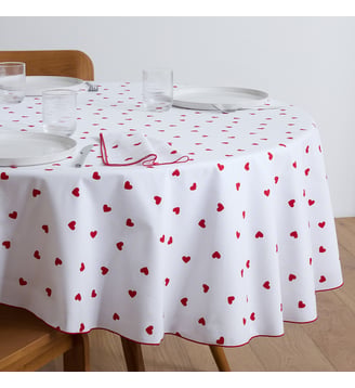 Nappe ronde en coton, imprimé coeurs - La Redoute Interieurs - Imprimé coeurs