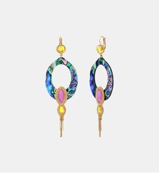 Boucles d'oreilles dormeuses pendantes   - Mindoro - Satellite - Bleu irisé