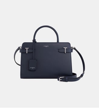 Sac à main moyen modèle Emilie en cuir grainé - Le Tanneur - Bleu marine