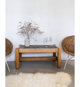 Table basse en ardoise Liv N°269- Produit chiné - Debongout - Bois