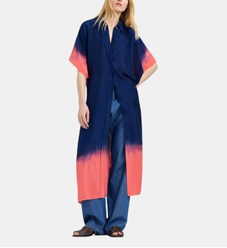 Robe loma en habotai tie&dye - Momonì - Bleu