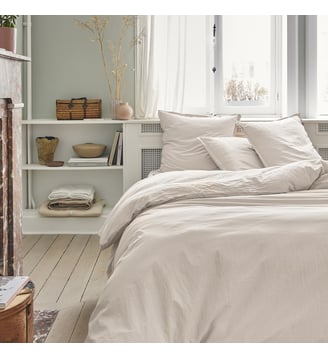Parure de lit unie en coton, taies carrées, TOUT DOUX - Essix - Beige crème