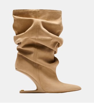 Bottines « No Wedge » en cuir suédé - Balmain - Beige