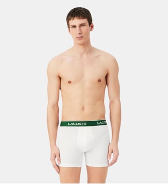 Lot de 3 boxers longs coton stretch - Lacoste - Noir et blanc et gris chiné