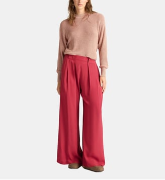 Pantalon aspen en acétate/soie unie - Momonì - Rubis