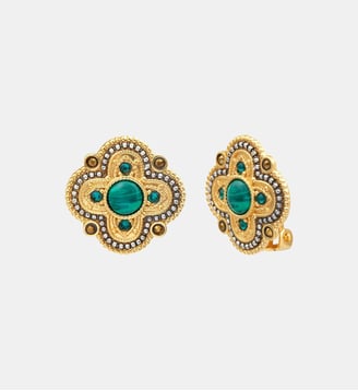 Boucles d'oreilles fines clips   - Positano - Satellite - Vert