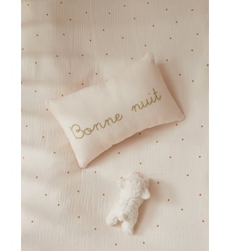 Petit coussin gaze de coton broderie dorée - Cyrillus - Ivoire