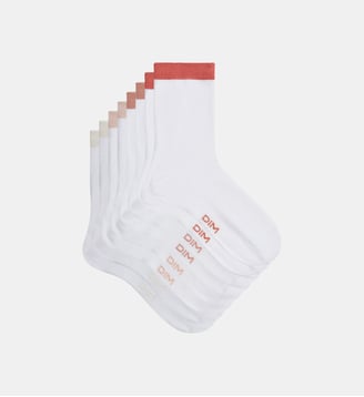 Lot de 4 paires de mi-chaussettes coton peigné EcoDim - Dim - Blanc