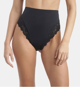 String galbant taille haute avec dentelle - Dim - Noir