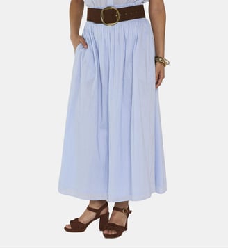 Jupe Midi À Rayures En Coton Voile - Maison 123 - Bleu chambray