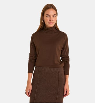 T-Shirt À Manches Longues En Coton Mélangé Ferguie - Maison 123 - Marron foncé
