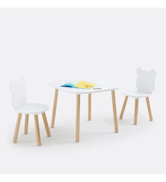 Ensemble table et 2 chaises enfant - La Redoute Interieurs - Naturel et blanc